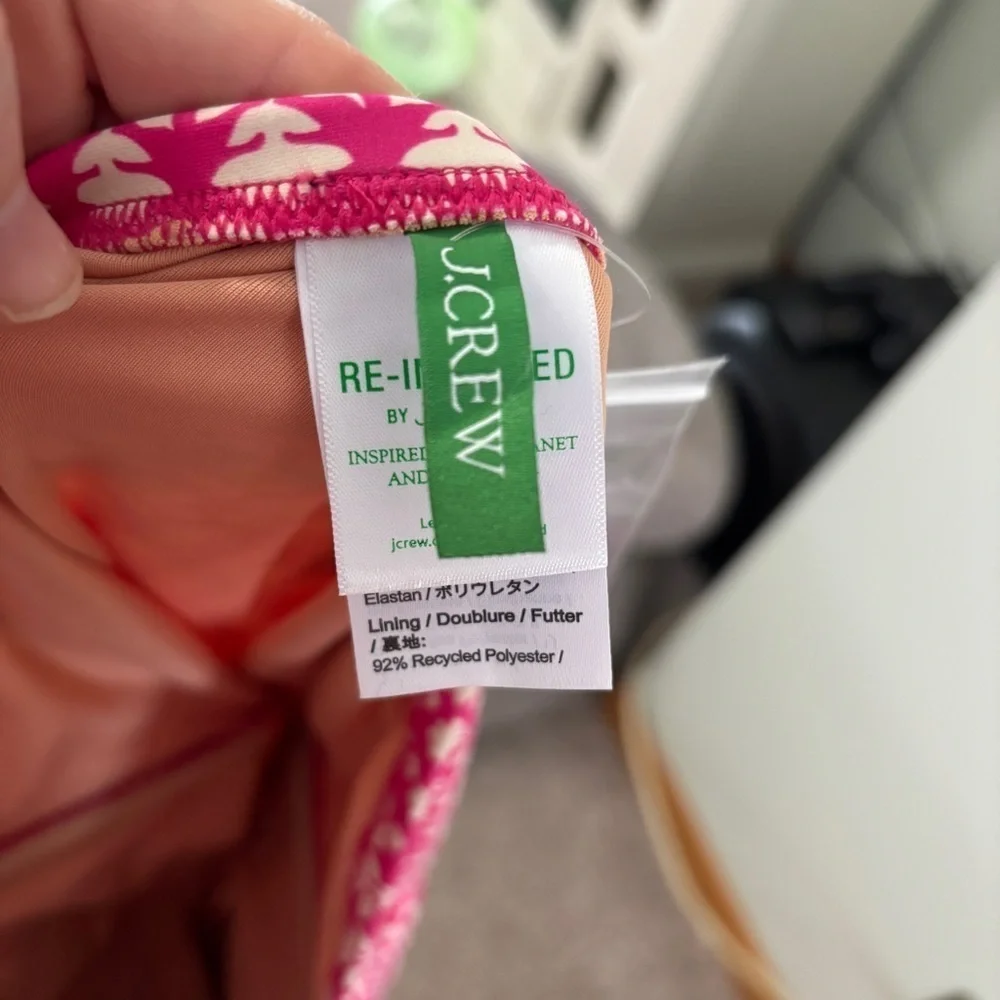 J.Crew pink patterned rouched strapless swimsuit size 22
